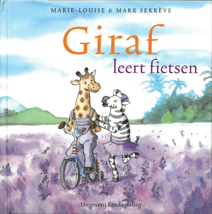 Giraf leert fietsen